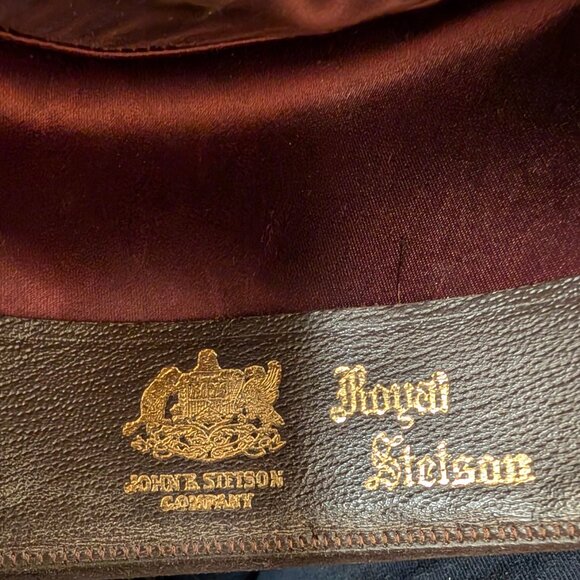 Vintage Royal Stetson Brown Fedora  hat 7-1/8 (2" Brim 4" Crown Teardrop) - Picture 8 of 10